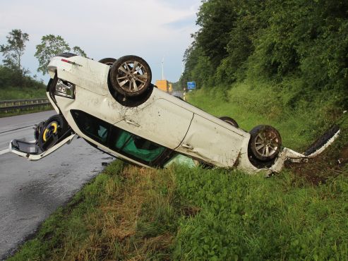 Alleinunfall bei Starkregen