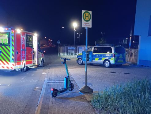 Alleinunfall mit E-Scooter - Unfallstelle